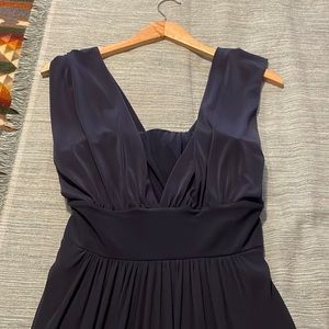 White House Black Market flowy navy maxi dress, multi-way. NWOT.